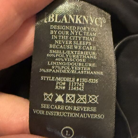 BLANKNYC Black Faux Vegan Leather Double Breasted Blazer Women’s Size Large L - Picture 10 of 11